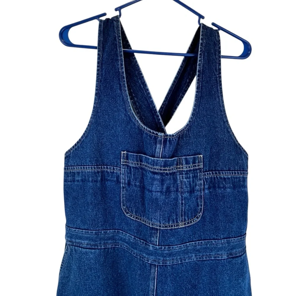 Vintage Blue Denim Midi Overall / Coverall Dress 90s Y2K Sz M - Picture 3 of 11